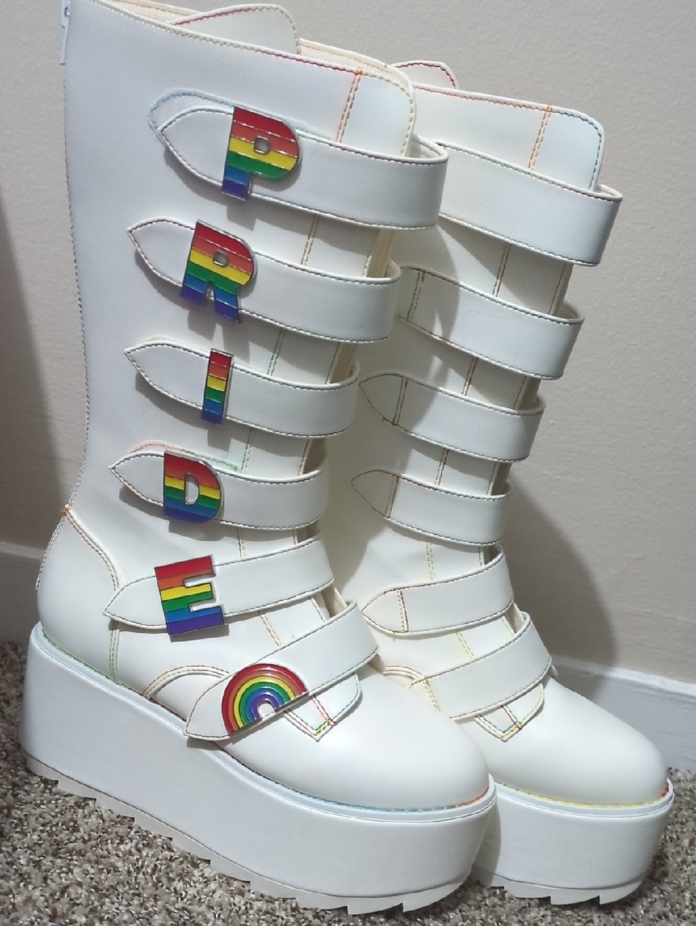 YRU Rainbow Pride Platform Boots
